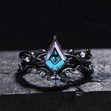 Alexandrite ring set women Vintage wedding ring set for women Kite