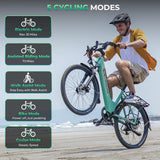 Movcan V80 Electric Bike, 1000W Motor 28MPH Ebike, 48V 13Ah Removeable Battery, 26'' City Cruiser Adult Electric Bicycles up to 70 Miles, 7-Speed Dual Disc Brake, Mountain E Bike for Commuting