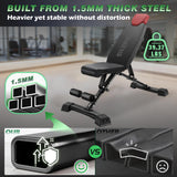 HEMERIS Adjustable Weight Bench 32 In Backrest, Foldable Workout Bench for home gym 660 LBS Incline/Decline Bench Press Exercise Equipment 85°to -30°FID Strength Weight Training(Black)