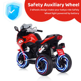 12V Kids Ride On Motorcycle - 3-Wheel Electric Motorcycle for Boys & Girls with LED Lights, MP3, and Safe Design - Gift for 3-8 Years Old (Red+ Plastic+ 50-99 pounds)