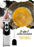 MegaWise Pro Titanium Reinforced 5-in-1 Immersion Hand Blender, Powerful Motor with 80% Sharper Blades, 12-Speed Corded Blender (Black)