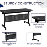 Office Conference Table, Mobile Folding Modular Conference Table with Wheels, Rolling Training Seminar Desk for School Classroom Meeting Office Library (6, Dark Grey, 70.8IN)