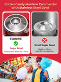 FOHERE Cotton Candy Machine, 1030W Electric Commercial Candy Floss Maker, 20 inch Stainless Steel Bowl with Sugar Scoop,Easy Use for Home Kids Birthday, Family Party, Carnival,Red