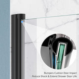 26-27.5" W x 68" H Frameless Pivot Shower Door, 1/4" (6mm) Clear SGCC Tempered Glass Bathroom Shower Door, Matte Black Swing Shower Door with Stainless Handle, Reversible Installation