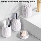 Ceramic Bathroom Accessories Set 4 PCS,Bathroom Toothbrush Holder Set,Soap and Toothbrush Holder Set,Include Toothbrush Holder,Soap Dispenser,Tumbler,Soap Dish,Bathroom Sets Decor Organizer (White)