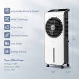 COSTWAY Evaporative Air Cooler, 3-in-1 Portable Swamp Cooler w/Fan & Humidifier, Air Cooling Fan w/ 360° Rotating Fan Blade, 3 Modes, 24 Speeds, 12H Timer, 2 Ice Packs, LED Display, Remote Control