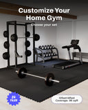 AIRHOP 0.56in Thick 96 Sq Ft Exercise Equipment Mats, 24 Tiles Upgraded Rubber Top with High Density EVA Foam, Large Interlocking Puzzle Gym Flooring for Home Gym, Heavy Weight Workout,Black