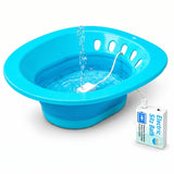 Pochik Electric Sitz Bath for Toilet Seat, Collapsible Portable Soaking Tub for Hemorrhoids and Postpartum Care, Automatic Flushing Sitz Bath Basin with Adjustable Flow - Indigo