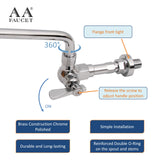 AA Faucet Single Wall Mount Commercial Manual Wok Range Faucet with 14" Swing Spout, Brass Construction Chrome Polished for Restaurant Kitchen NSF Approved