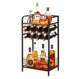 mall Liquor Bottle Holder with 8-Bottle Wine Rack Mini Wine Bar Cabinet Corner Whiskey Display Shelf Bosimeca