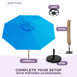 Midtown Umbrellas The Wooden 10 Feet Patio Umbrella With Terylast Navy (Navy Blue) Polyester Fabric - Aluminum Frame Market Umbrella For Backyard, Deck, Garden, Pool - Wooden Pole