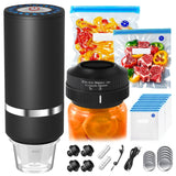 Handheld Vacuum Sealer for Food,Mason Jar Vacuum Sealer + 4Wine Vacuum Stopper +10 Reusable Vacuum Bags,Mini Small Vacuum Sealer Bags for Home,Kitchen,Travel,Fridge Meal Prep,Camping - Black