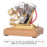 MechPuConToy Engine Model Kit That Runs, OHV V-Twin Cylinder Four-Stroke Motorcycle Engine, Physics Science Experiment for Youth Adult