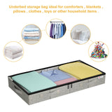4.5 Inches Under Bed Storage Containers with Sturdy Sidewalls/Bottom and Reinforced Handles，Low Profile Underbed Storage for Clothes,Shoes,Pillows and Blankets with Zips and Clear Windows,4 Pack