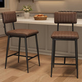 IDEALHOUSE Bar Stools Set of 8 w/Back & Footrest, Counter Height Bar Stools Set of 8 with Thick Cushion & Thickened Metal Legs, Upholstered Counter Height Bar Stools for Island, Counter Bar, Brown