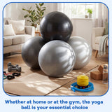 Leyndo 4 Pcs 26 Inch Yoga Exercise Ball Pilates Pregnancy Birthing Fitness Ball with Quick Pump Anti Burst for Improved Posture, Balance, Yoga, Pilates, Training(Gray Black Set)