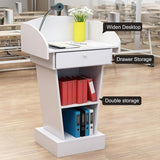 Lectern Desk, Reception, Speaking Podium Stand,Black,Basic