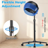 Hooded Hair Dryer, 1500W Standing Hair Dryer with Time Settings, Touch Controls and 3 Temperature Modes, Height Adjustable Ionic Hooded Dryer, Professional Hooded Dryer for Home or Salon Use