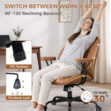 Office Chair with Quiet Rubber Wheels and Lumbar Support, Mid-Back Ergonomic Desk Chair with Removable Armrests