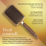 Olivia Garden Ceramic + Ion NanoThermic Styler Hair Brush - Daily Styling for All Hair Types - With Retractable Sectioning Pick, NT-PDL (Paddle)