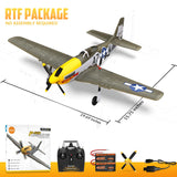 volantexrc Brushless 4CH RC Plane P51D Mustang 500mm Remote Control Airplane Fighter RTF with 6-Axis Gyro, 3 Modes & Aerobatics, 2.4GHz Radio Controlled Aircraft for Beginners & Adults