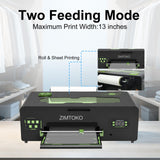 ZIMTOKO A3 R1390 G6 DTF Printer Bundles with Roll Feeder, DTF Printer Machine for T-Shirt Printing, Direct to Film, White Ink Circulation System, Automatic Maintenance (Printer+Software+Consumable)