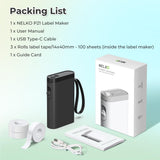 Nelko Label Maker Machine with Tape, P21 Label Printer with 3 Tapes, Black