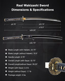 1080 Wave Wakizashi for Display & Collection, Hand Forged Full Tang Sword
