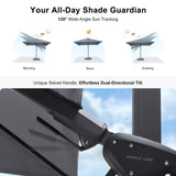 PURPLE LEAF Patio Umbrella Left-right Tilt 10FT with LED Lights Light Grey