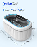 onlikin 35W Ultrasonic Jewelry Cleaner, 45KHz Retainer Cleaner for Jewelry, 5 Timer & 3 Power Modes, Eyeglasses, Rings, Watch Strap, Dentures - 20oz, 304 Stainless Steel Tank, Quiet <38dB (White)