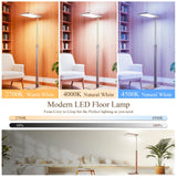 STERREN Vintage LED Floor Lamp, 10500LM Eye-Care Height Adjustable Free-Standing Lamps, 110W Full Spectrum Reading Light for Office, Meeting Room, 2700-5000K, Black Walnut Wood Finish