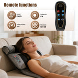 Full Body Massage Mat with Heat, Massager Pad with 10 Vibrating Nodes, 9 Modes, 3 Heating Levels with Detachable Neck Foot Massager, Head Pillow&Inflatable Lumbar Pillow, Anti-Slip for Bed/Sofa