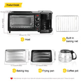 3-in-1 Breakfast Station with Toaster Oven, Coffee Maker, and Griddle, Multifunctional Kitchen Appliance
