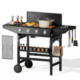 MFSTUDIO 3-in-1 Stove and Griddle Combo Gas Grill 4-Burner Propane Grills 52,000 BTU High Output for Outdoor Patio Barbecue and Meals