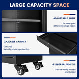 Yizosh Metal Garage Storage Cabinet with Locking Doors and Adjustable Shelves, 73" Rolling Tool Storage Cabinet with 4 Wheels and 1 Drawer for Garage,Warehouse (Black)