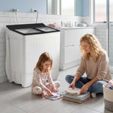 Giantex Portable Washing Machine, 26LBS Twin Tub Mini Compact Laundry Washer Spinner Combo with Drain Pump, 18Lbs Washer and 8Lbs Spinner for Apartments, RVs, Dorms, Black+White