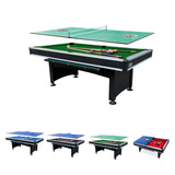 RACK Scorpius 7-Foot Multi-Game Pool Table (Green Felt with Black Body) - Full-Size Billiards with Table Tennis Top