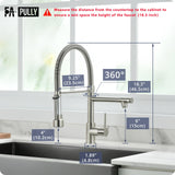 Fapully Pull Down Kitchen Faucet with Lock Sprayer,Single Handle Spring Stainless Steel Kitchen Sink Faucet Brushed Nickel