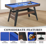 4.5Ft Pool Table, Wooden Billiard Tables for Kids, Portable Pool Game Tables 16 Balls, 2 Cue Sticks, 2 Chalks and Brush for Family, Party (Blue)