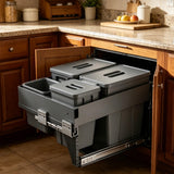 Silent Pull-Out Trash Can for Kitchen Cabinet, 47L Capacity with Damping Hook Design, Ideal for Kitchen, Bathroom & Office - Smooth Sliding Rails for Easy Access