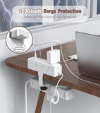 Dual Layer Desk Clamp Power Strip, 24 AC Outlets & 65W USB-C, 6FT Cord