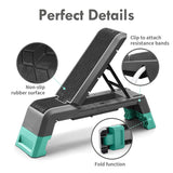 leikefitness Exercise Step Platform, Multifunctional Aerobic Deck with Cord and Adjustable Dumbbell & Weight Bench, Fitness Equipment for Workout Home Gym, GM5821 (Black)