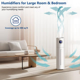 Akeshan Large Humidifiers for Bedroom, 9L/2.5Gal Ultrasonic Cool Mist, Top Fill Easy Clean with 350ML/H Mist Speed, Quiet, Suitable for Kids Room Plant Yoga Office Study Room Living (White, Round)