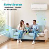 Mini Split AC/Heating System - 9000 BTU Mini Split AC Inverter Heating and Cooling, 19 SEER2 115V/110V Energy Efficient Ductless Air Conditioner Up to 550sq.ft, Pre-charged System, Installation Kit