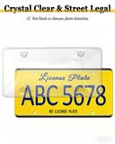 BGGTMO Clear License Plate Cover - 1 Pack 100% Crystal Clear Bubble Car Tag Plate Protector, Street Legal Unbreakable Acrylic Protective Shield with Screws Caps