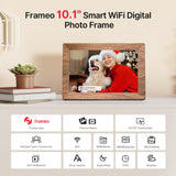 Frameo 10.1" Digital Picture Frame, Smart WiFi Digital Photo Frame with 1280x800 HD IPS Touch Screen 32GB Memory Auto-Rotate Wall Mounted, Share Photos/Videos from Phone Anywhere - Brown