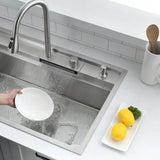 33 Inch Drop In Kitchen Sink with Waterfall Faucet Combo - VOKIM 33x22-Inch Drop In Sink Workstation Stainless Steel 16 Gauge Single Bowl Kitchen Sinks with Cutting Board