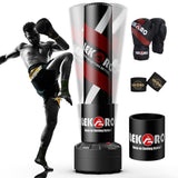 LEKÄRO Punching Bag 70" with Boxing Gloves, Heavy Boxing Bag with Stand for Adult Teens, Kickboxing Bag for MMA Muay Thai Fitness (Black red)