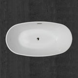 WOODBRIDGE 59"Freestanding White Acylic Soaking Bathtub with Brushed Nickel Drain and Overflow,BTA1518 -B/N-Drain &O