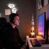 Saturn V Rocket Launch Desk Lamp, Space Night Light for Home Office, White